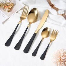 Gold Tableware Golden Cutlery Set Stainless Steel Forks Knives Spoons Black Dinnerware Sets Fork Spoon Knife Set Dropshipping 2024 - buy cheap