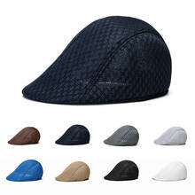 Unisex casual boina chapéu liso boné de malha respirável newsboy estilo ajustável verão moda cor sólida preto chapéu para homem 2024 - compre barato