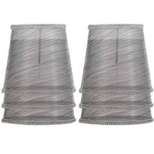 Set of 6 Clip on Gauze Crystal Chandelier Lamp Shades Little Upright Wall Candle Light Lampshade Black