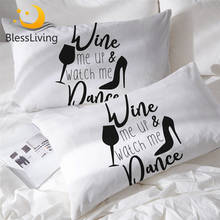 BlessLiving High Heels Pillowcase Singing Dancing Sleeping Pillow Case Wineglass Bedding Pillowcase Cover Black Funda Almohada 2024 - buy cheap