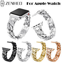 Correa para Apple Watch, 38mm, 42mm, 3, 2, 1, pulsera de Metal con diamantes de imitación 2024 - compra barato