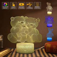 Remote /Touch Control LED Table Lamp 3D Night Lights Bedroom Decor Bear LED Night Light Valentine's Day Gift Heart Night Lamp 2024 - buy cheap