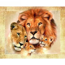 Pintura por números DIY 40x50 60x75cm, lienzo de animales de la familia del león, decoración de boda, imagen artística, regalo 2024 - compra barato