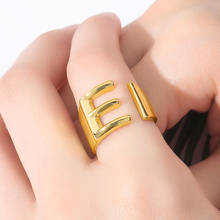 Anillos con iniciales de oro abiertos ajustables para mujer, anillo con letras de A-Z de acero inoxidable, regalo de joyería para mujer, novedad de 2020 2024 - compra barato
