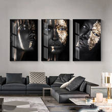 SELFLESSLY African Art Black and Gold Woman Canvas Painting Posters and Prints Scandinavian Wall Art Pictures for Living Room 2024 - buy cheap