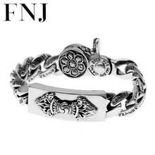 FNJ Rotatable Lotos Statement Big Bracelet 925 Silver Width 13mm Vajra Original Pure S925 Silver Bracelets for Men Jewelry Fine 2024 - buy cheap