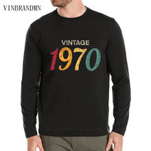 Camiseta informal Retro para hombre, camisa clásica de 50 años para cumpleaños, camiseta elegante para el Día del Padre, camiseta urbana de algodón de manga larga para ocio, 1970 2024 - compra barato