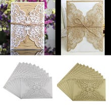 50pcs White Gold West Cowboy Elegant Laser Cut Vintage Wedding Invitation Card Paper With Kit Customize Event Party Supplies 2024 - buy cheap