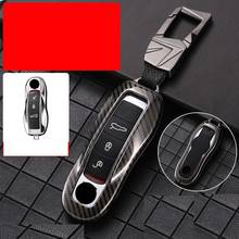 Carbon Fiber Style Alloy Car Key Case Cover Shell Protector Accessories for Porsche Panamera Cayenne Cayman Macan 718 911 2024 - buy cheap