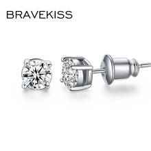 Bravekiss round clear zircon brincos para mulher brincos de cristal studs orelha piercing studs jóias accesorios mujer bue0142 2024 - compre barato