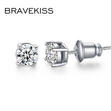 BRAVEKISS Round Clear Zircon Earrings for Women Crystal Stud Earrings studs ear piercing studs jewelry Accesorios Mujer BUE0142 2024 - buy cheap