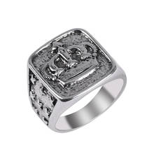 Joyería de moda Domineering para hombres y mujeres, anillo de calavera con personalidad, forma de patrón de grabado cuadrado, regalo negro 2024 - compra barato