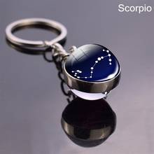 12 Zodiac Sign Keychain Constellations Scorpio Leo Aries Glass Ball Crystal Key Rings Couple Gift for Women and Mens 2024 - buy cheap