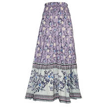 2021 Floral Print Purple Popular Long Maxi Skirt VD1678 High Waist Full Casual Beach Boho Style Women Skirts 2024 - buy cheap