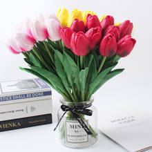 30 pçs plutônio mini tulipa flor artificial látex bouquet de noiva real toque falso flor para festa de casamento em casa decoração garen 2024 - compre barato