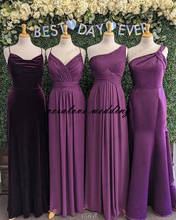 Vestido de dama de honor largo de gasa púrpura, vestido de fiesta Formal africano con tirantes finos, vestido de talla grande madrina 2024 - compra barato