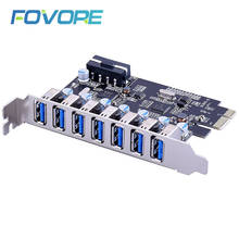 7-Port Superspeed USB 3.0 PCI-E Express Expansion Card with 5V 4-Pin Power Connector for Desktops 2024 - buy cheap
