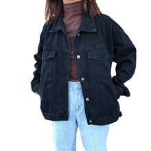 Jaqueta jeans feminina básica manga comprida, casaco feminino vintage slim casual 2024 - compre barato