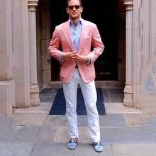 High Quality Pink Men Suits Smart Casual Summer Beach Groom Tuxedos Costume Homme Two Pieces Man Blazer Jacket +Trousers 2024 - buy cheap