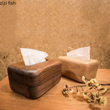 Caixa de tecido de madeira de faia e nogueira, porta-guardanapo de madeira sólida natural, toalha de papel de mesa, caixa organizadora 2024 - compre barato