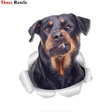 Three Ratels 1058 3D Funny Rottweiler Dog 3D Cute DIY Decals Adhesive Family Wall Stickers Window Room Decorations Bathroom Toil 2024 - buy cheap