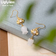 Uglyless-pendientes de plata de primera ley para mujer, aretes pequeños, plata esterlina 925, piedra Natural, Jade, lirio del valle, flores, gemas E1811 2024 - compra barato