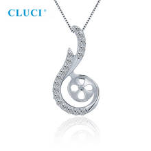 CLUCI Authentic 925 Sterling Silver Waterdrop CZ Pendant Fitting Fit 7-8mm Round Pearl DIY Women Fine Jewelry Making SP443SB 2024 - buy cheap