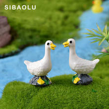 2pcs simulation White Ducks miniature figures decorative mini fairy garden animals Moss micro landscape ornaments resin baby toy 2024 - buy cheap