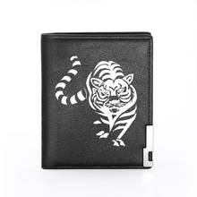 High Quality Leather Men Wallet Personality White Tiger Design Classic Credit Card Holder Short Purse 2024 - buy cheap