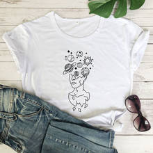 Camiseta de estética de galaxia espacial humana minimalista Unisex, camisetas de Arte de ciencia, camisetas divertidas de manga corta Tumblr Hipster de verano 2024 - compra barato