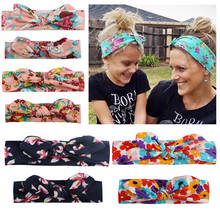 Conjunto de 2 unids/set de turbante bohemio para madre e hija, diademas con lazo, diademas con estampado Floral para mamá y yo, accesorios para el cabello a juego 2024 - compra barato