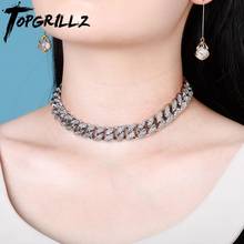 TOPGRILLZ 14mm Chokers Necklace Miami Cuban Link Chain Necklace Iced Cubic Zircon Bling Necklaces Jewelry Gift For Women 14"15" 2024 - buy cheap