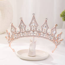 Tiara para casamento, acessórios da moda para casamento, cor de ouro rosê, diadema princesa, coroa de cabelo, joia para mulheres 2024 - compre barato