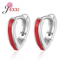 New Brands Red Stripe 925 Sterling Silver Hoop Earrings Heart Jewelry For Women Classic Charm Ear Clip Female Party Gift 2024 - buy cheap