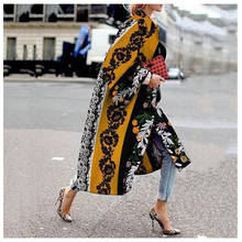Тренч женский длинный с принтом, модная ветровка, уличная одежда, элегантное пальто, Тренч, осень 2024 - купить недорого