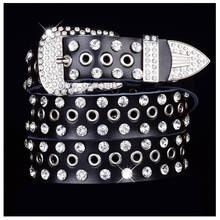 Western Rhinestone Holes Leather Jeans Causal Pants Women Belt Fashion Pin Buckle Women Belt 2024 - buy cheap