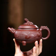 Tetera China Yixing con filtro de arcilla púrpura, tetera de belleza hecha a mano, suministros de Ceremonia de té, regalos personalizados auténticos de 290ml 2024 - compra barato