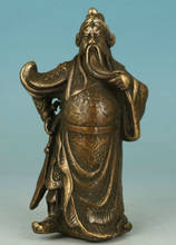 Cobre puro dourado com bom gosto chinês antigo nobre chinês antigo coleção artesanal esculpida guan gong estátua decoração 2024 - compre barato