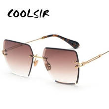 Coolsir sem aro quadrado óculos de sol feminino 2019 metal alta qualidade designer multicolorido óculos de sol para presente feminino uv400 2024 - compre barato