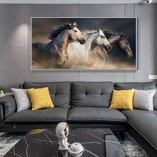 Black and White Running Horse Canvas Painting Animal Posters and Prints Cuadros Wall Art Picture for Living Room Home Decoration 2024 - buy cheap