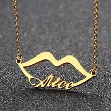 Pingente de lábios personalizado, colar artesanal sexy de cor dourada com nome personalizado para mulheres e homens presentes 2024 - compre barato