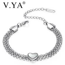 V. ya pulseira feminina de aço inoxidável, bracelete ajustável de titânio, para moças, joias femininas 2024 - compre barato