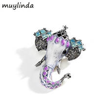 Muylinda Elephant Enamel Pin Crystal Brooch Jewelry Vintage Clothes Accessories Pins And Brooches For Women 2024 - buy cheap