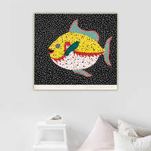 Citon Yayoi Kusama《Fish,1986》Canvas Art Oil Painting Famous Artwork Poster Picture Wall Background Decor Home Decoration 2024 - buy cheap