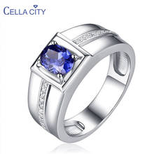 Cellacity Sapphire Ring for Men Opening adjustable Silver 925 Jewelry Gemstones Gorgeous Temperament Accessory for Anniversary 2024 - buy cheap