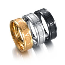6 мм обручальное кольцо из нержавеющей стали с римским номером, черные крутые кольца для мужчин и женщин, модное ювелирное изделие, римская цифра, обручальное кольцо 2024 - купить недорого
