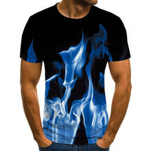 2021 new men's and women's T-shirt blue flame 3D printing flame T-shirt quick-drying fabric children's clothing size 110-6XL 2024 - buy cheap