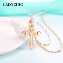 LADYCHIC-Colgante de Cruz de Color dorado clásico, Gargantilla con Micro circonita, Jesús cristiano, accesorios de joyería, LN1080 2024 - compra barato