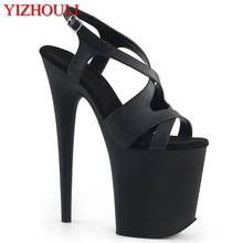 Summer 20 cm sexy matte black vamp heels, 8 inch stiletto sandals/pole dancing model sandals 2024 - buy cheap