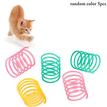 Juguetes de plástico para gatos de colores aleatorios, 5 piezas, espiral, interactivo, rascador, entrenamiento divertido 2024 - compra barato